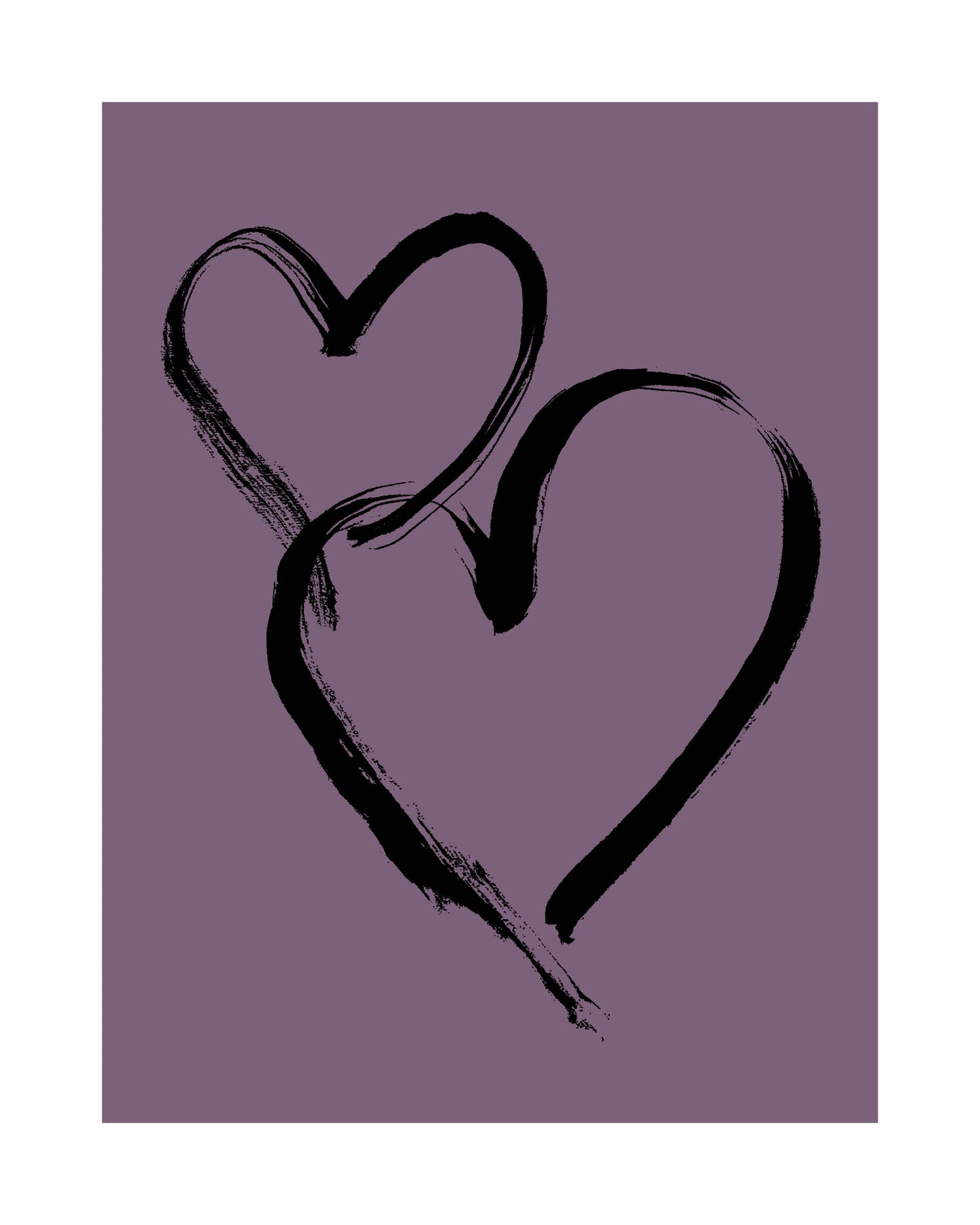 HEARTS - Black on Pale Aubergine