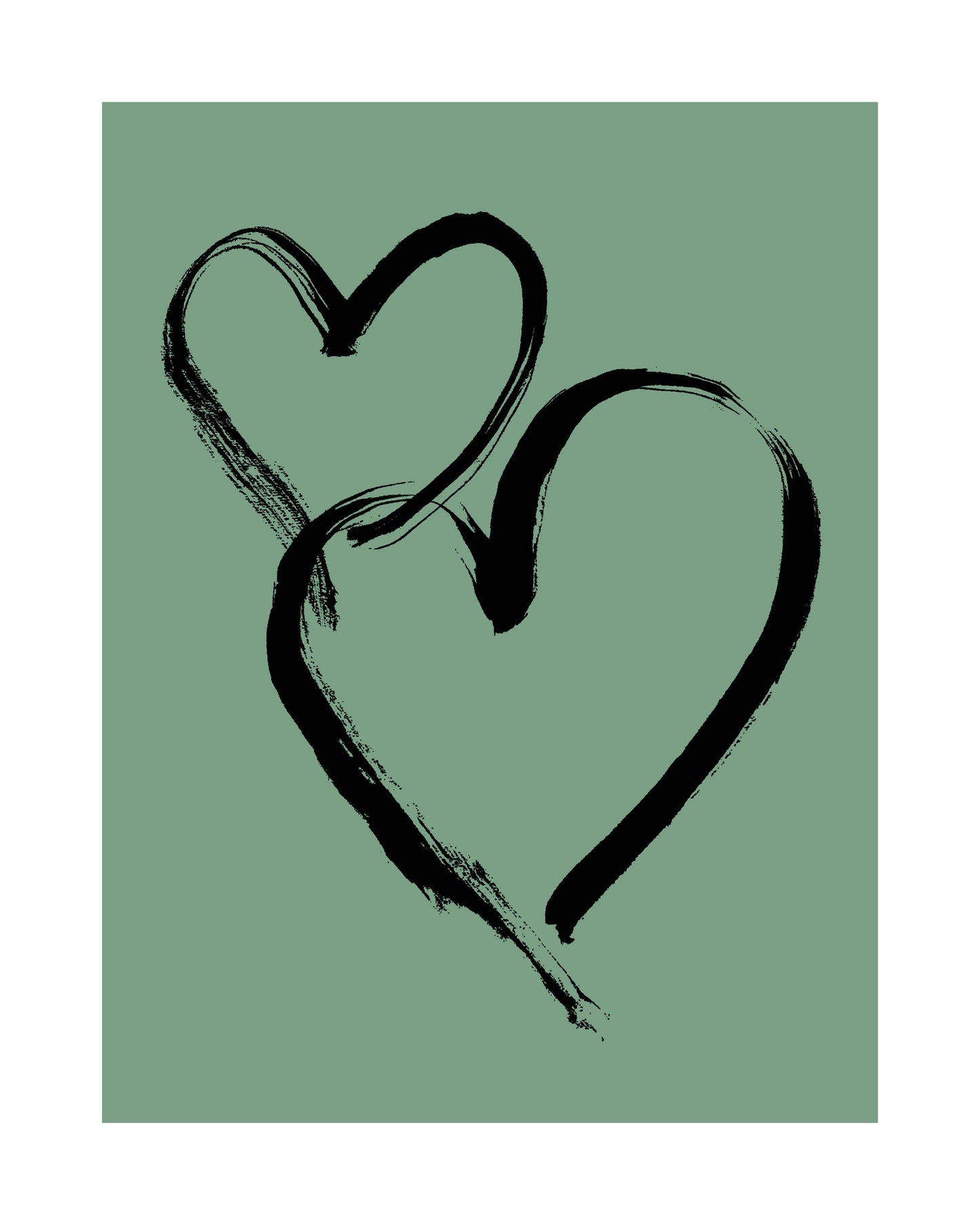 HEARTS - Black on Pale Green