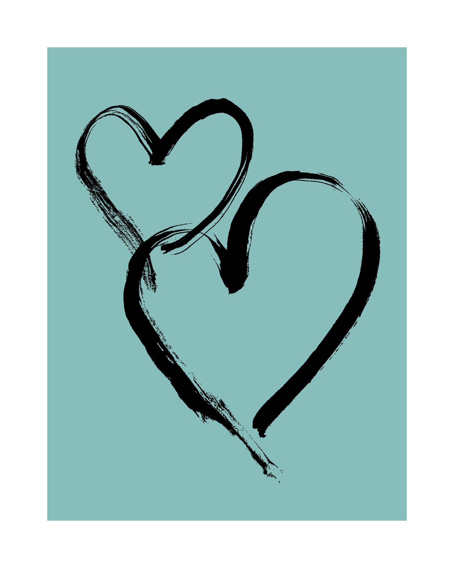 HEARTS - Black on Pale Aqua