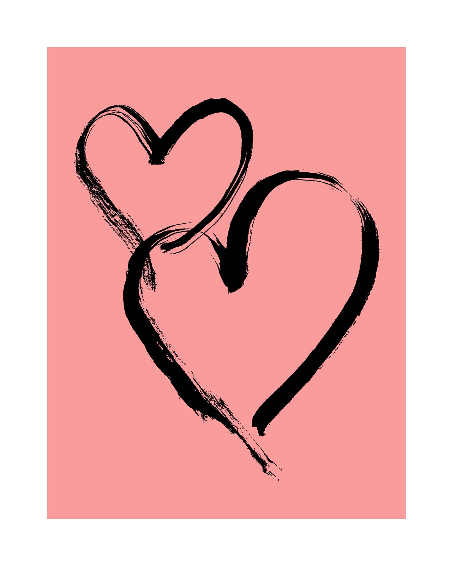 HEARTS - Black on Pale Coral