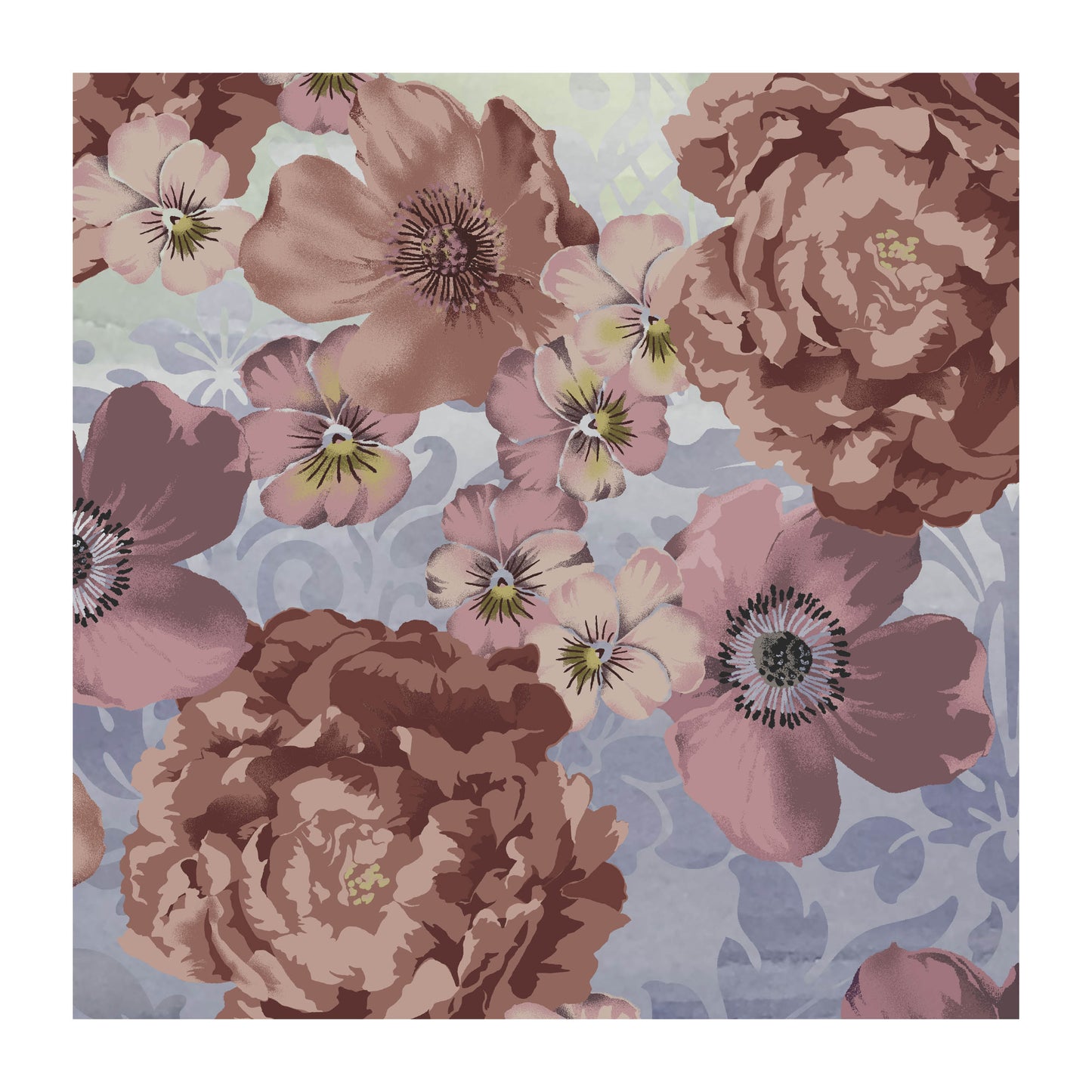 PANSIES AND PEONIES - Brown