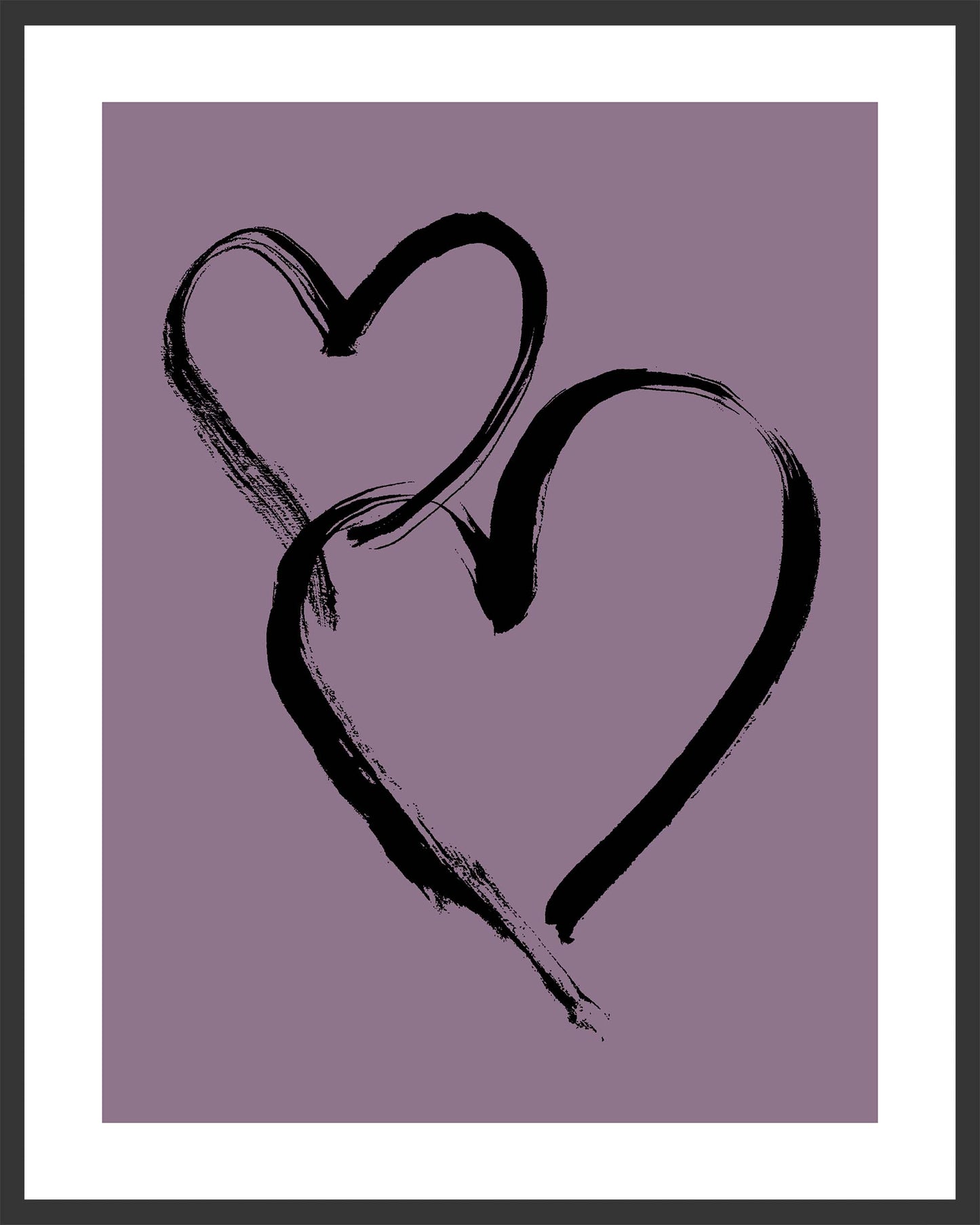 HEARTS - Black on Pale Aubergine