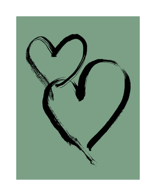 HEARTS - Black on Pale Green