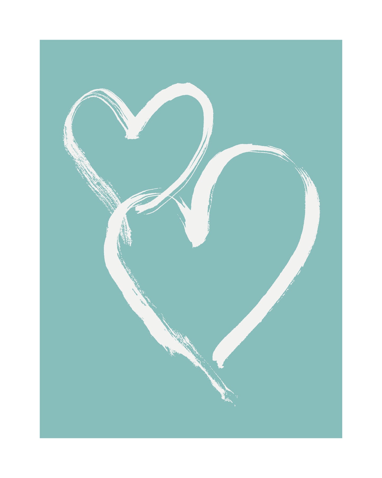 HEARTS - White on Pale Aqua