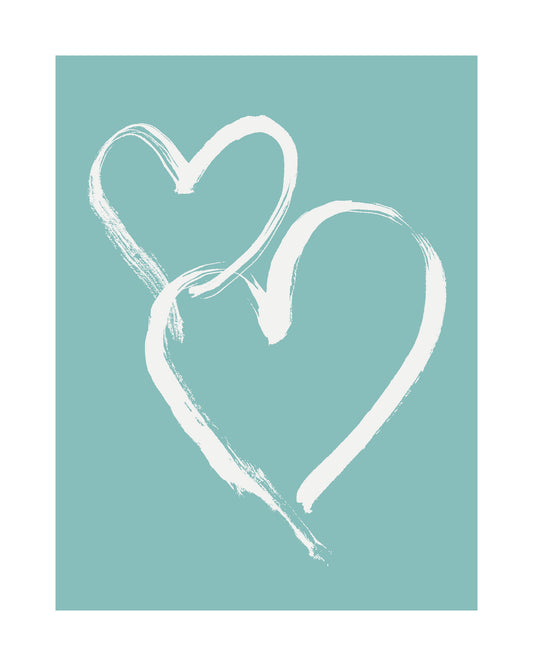 HEARTS - White on Pale Aqua