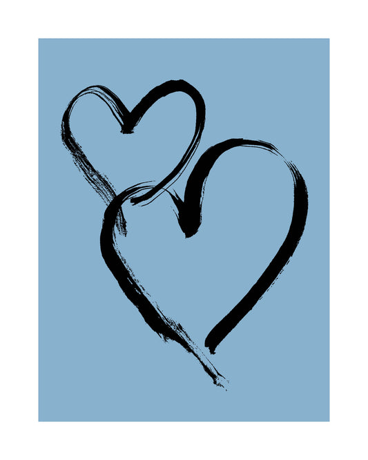HEARTS - Black on Pale Cerulean