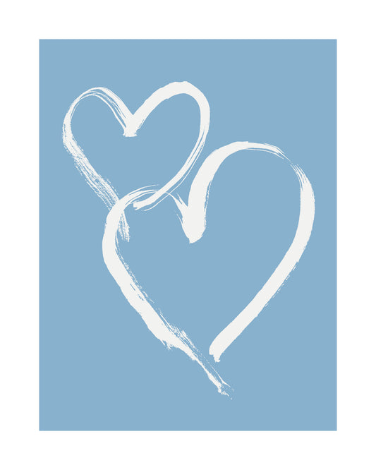 HEARTS - White on Pale Cerulean