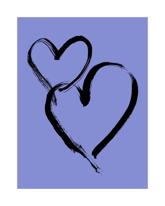HEARTS - Black on Pale Blue