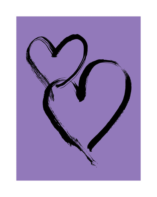 HEARTS - Black on Pale Purple