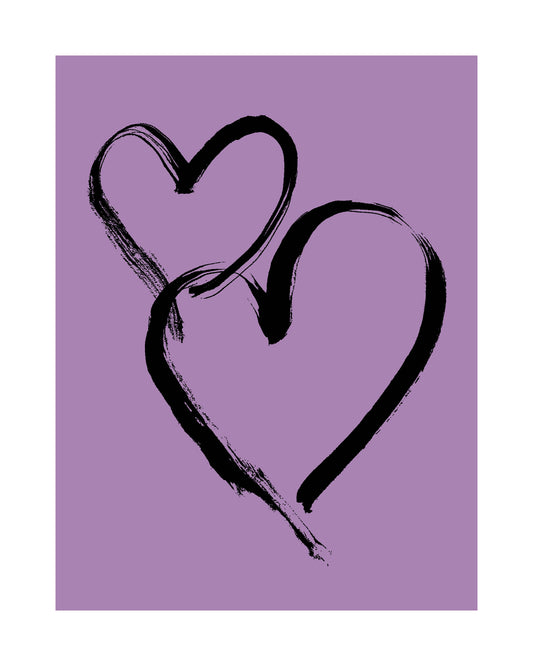 HEARTS - Black on Pale Violet