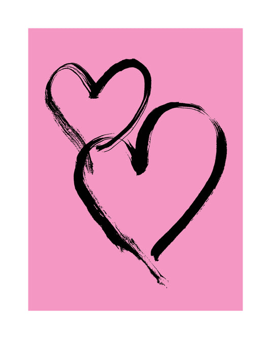 HEARTS - Black on Pale Pink