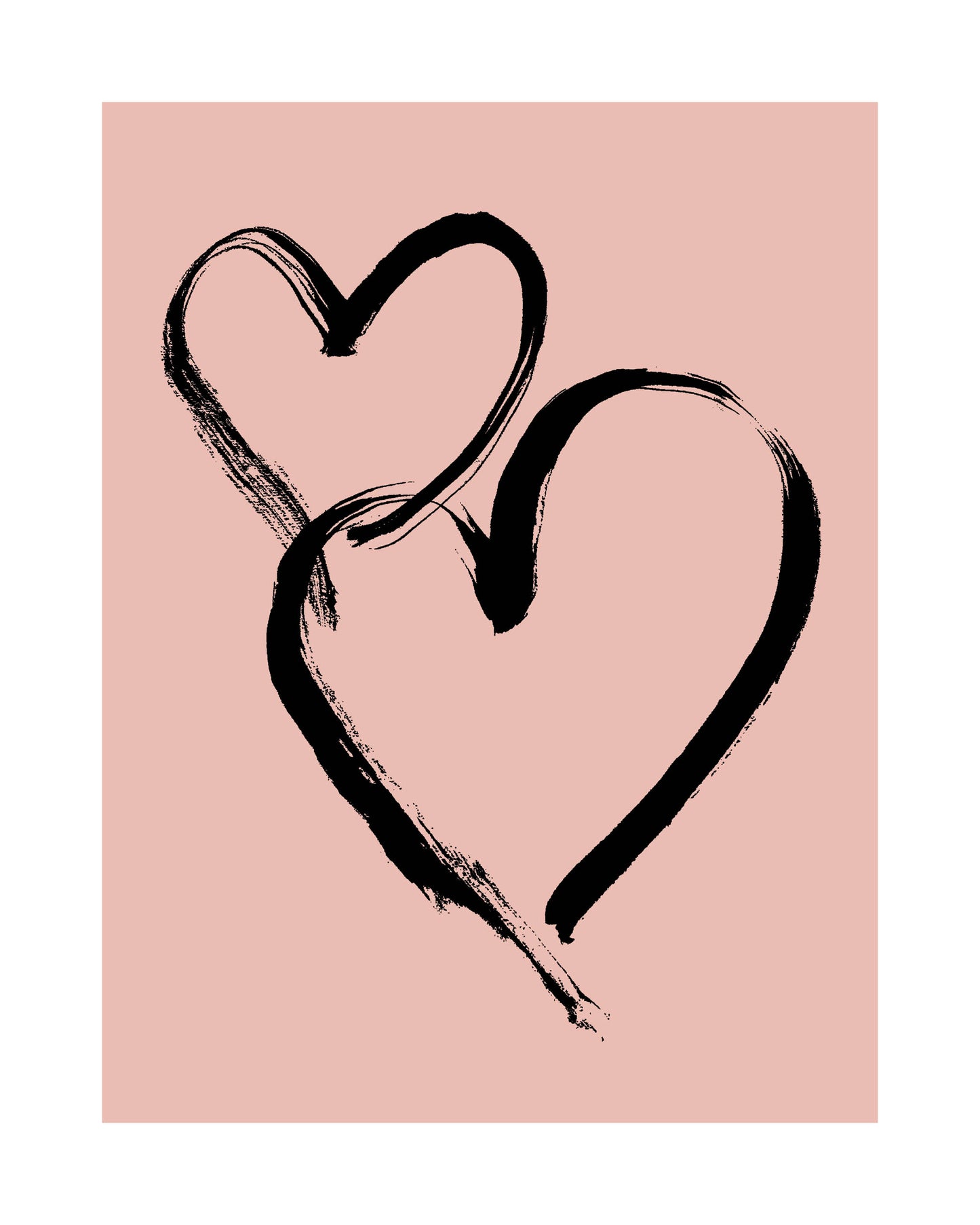 HEARTS - Black on Pale Peach