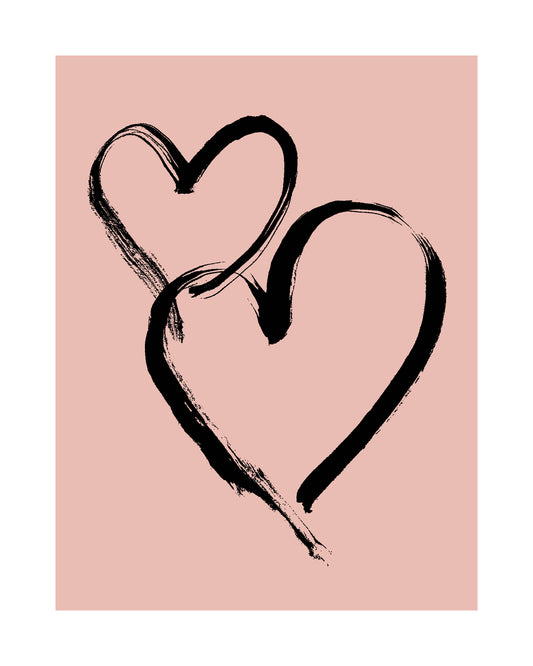 HEARTS - Black on Pale Peach