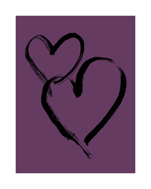HEARTS - Black on Aubergine
