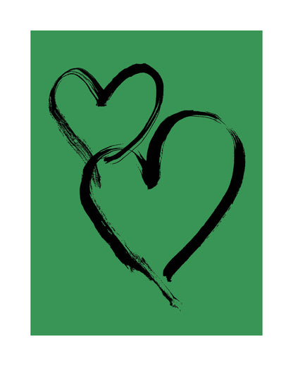 HEARTS - Black on Green