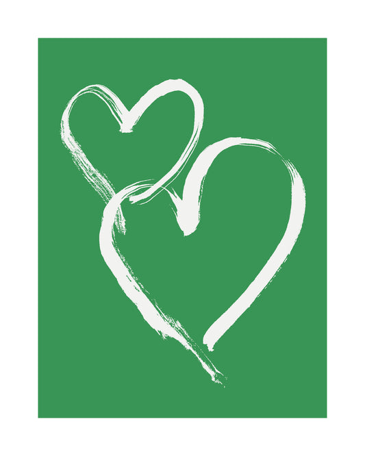 HEARTS - White on Green