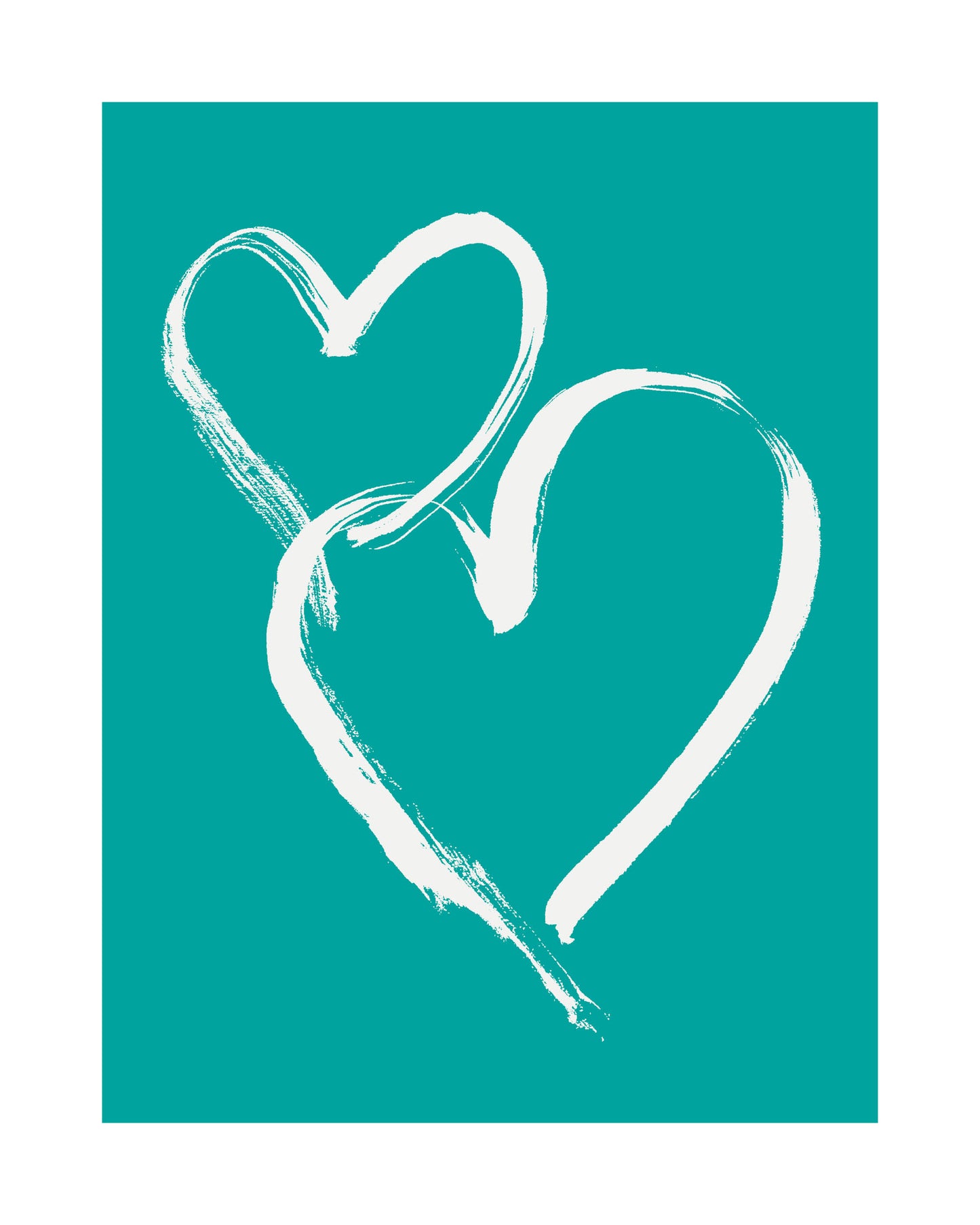 HEARTS - White on Aqua