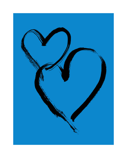 HEARTS - Black on Cerulean