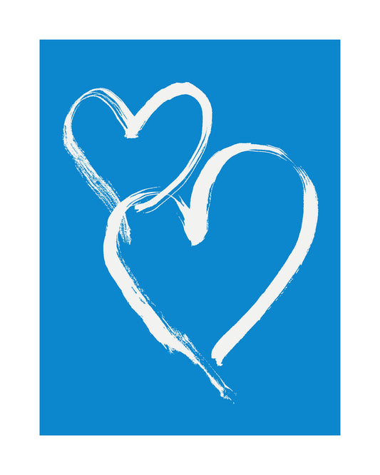 HEARTS - White on Cerulean