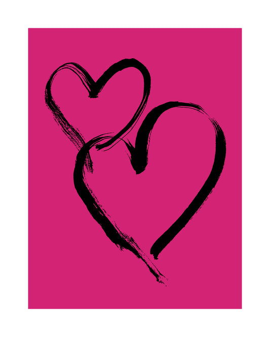 HEARTS - Black on Pink