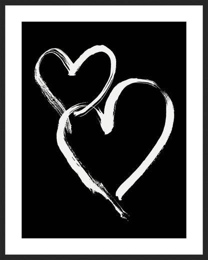 HEARTS - White on Black
