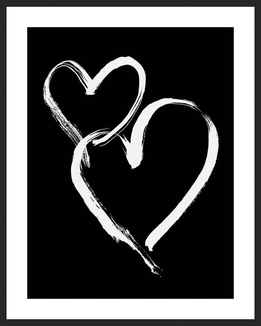 HEARTS - White on Black