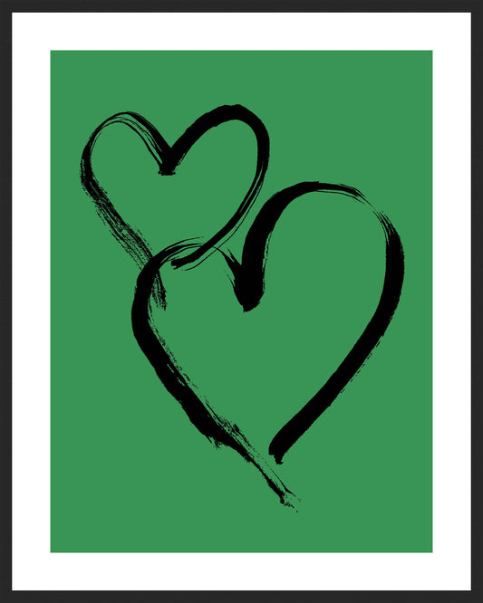 HEARTS - Black on Green