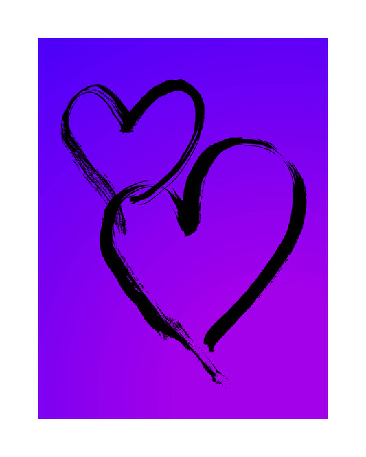 HEARTS - Black on Ombré Purple