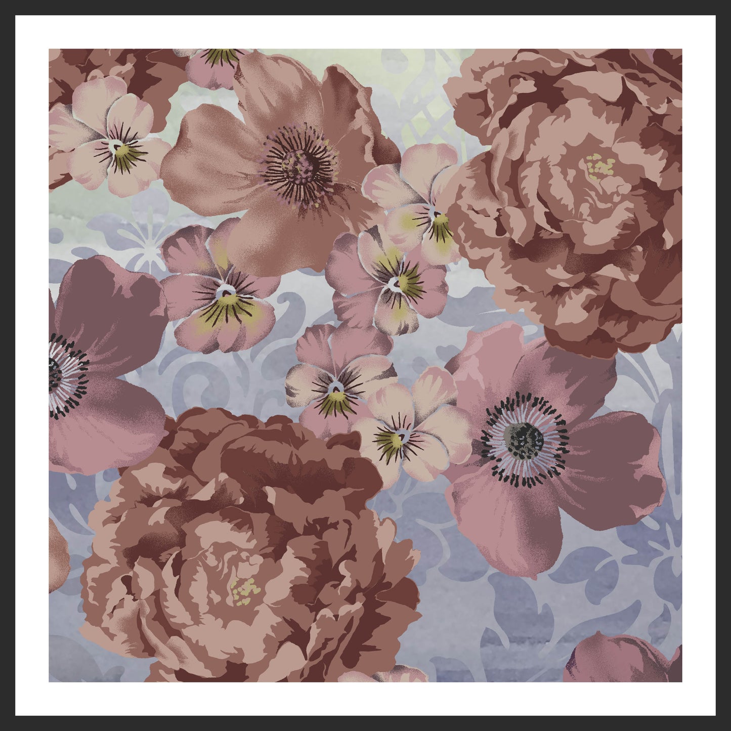 PANSIES AND PEONIES - Brown